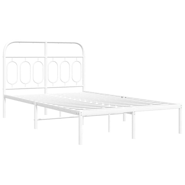 vidaXL Sengeramme i metall med hodegavl hvit 120x200 cm
