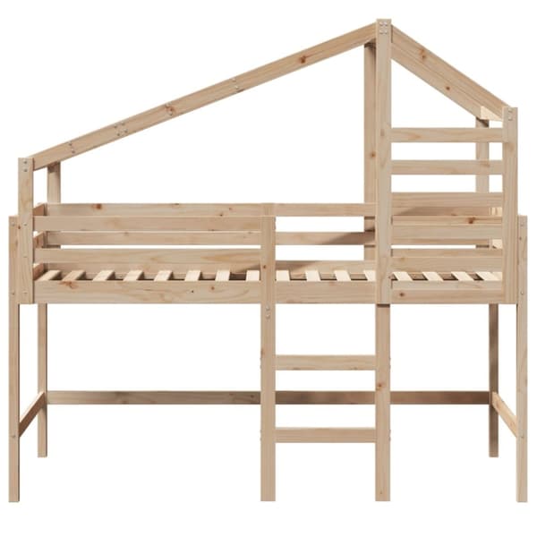vidaXL Parvisänky tikkailla ja katoksella 90x190 cm täysi mänty