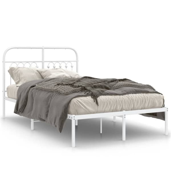 vidaXL sengeramme med sengegavl 120x200 cm metal hvid