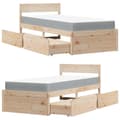 Miniatyrbilde 10 av 11: vidaXL Seng med skuffer og madrass 100x200 cm heltre furu