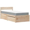 Miniatyrbilde 1 av 11: vidaXL Seng med skuffer og madrass 100x200 cm heltre furu