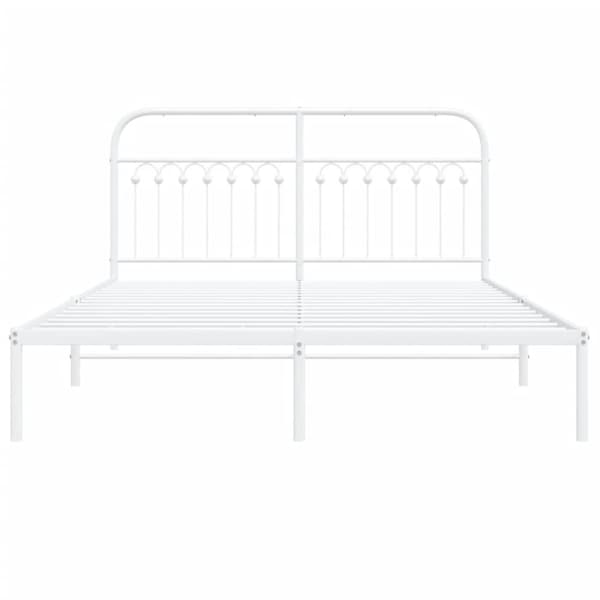 vidaXL Sengeramme i metall med sengegavl hvit 150x200 cm