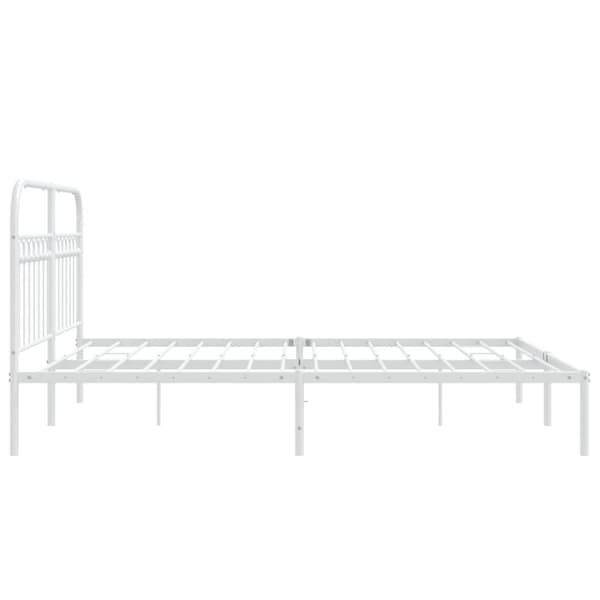 vidaXL Sengeramme i metall med sengegavl hvit 150x200 cm