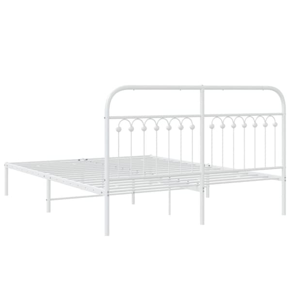 vidaXL Sengeramme i metall med sengegavl hvit 150x200 cm