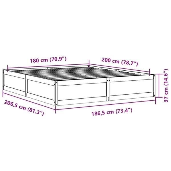 vidaXL sengeramme uden madras 180x200 cm massivt fyrretræ hvid
