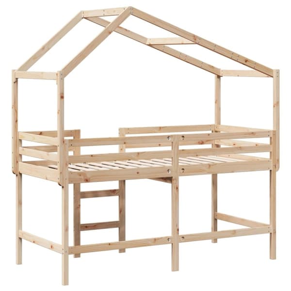 vidaXL Køyeseng med stige og tak 90x190 cm heltre furu