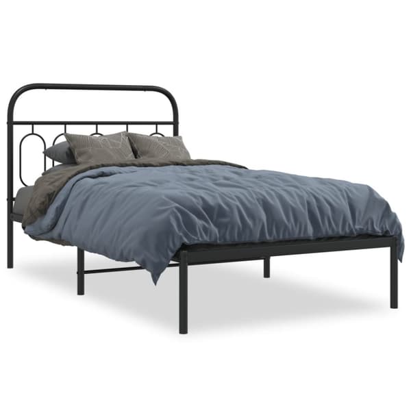 vidaXL Sengeramme i metall med hodegavl svart 107x203 cm