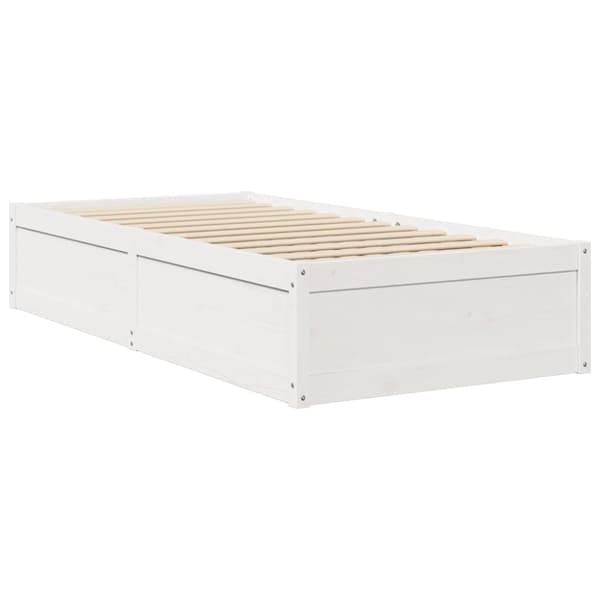 vidaXL Seng med madrass hvit 90x200 cm heltre furu