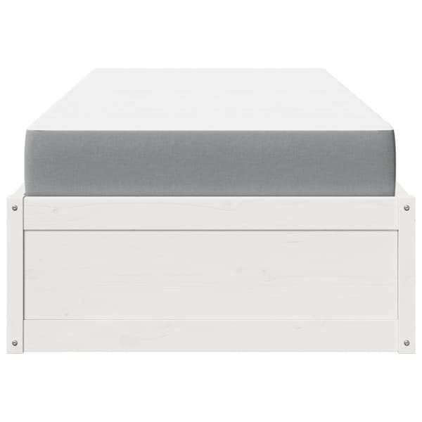 vidaXL Seng med madrass hvit 90x200 cm heltre furu