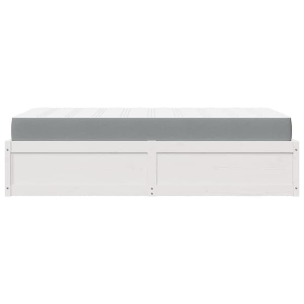 vidaXL Seng med madrass hvit 90x200 cm heltre furu