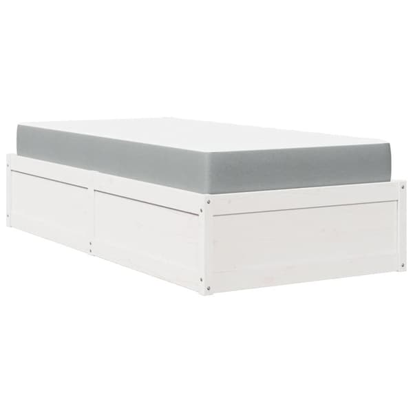 vidaXL Seng med madrass hvit 90x200 cm heltre furu