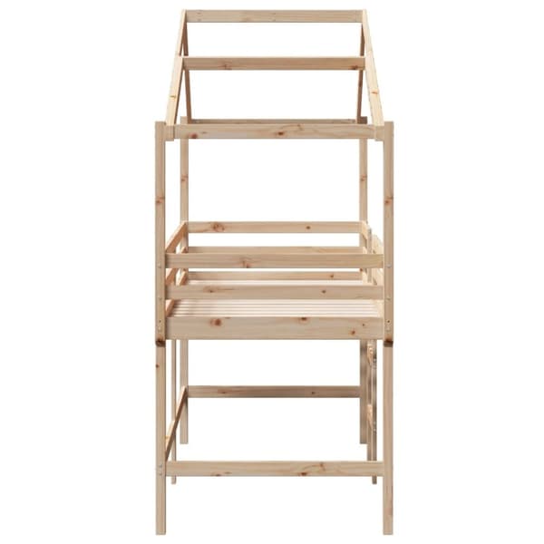 vidaXL højseng med stige og tag 90x190 cm massivt fyrretræ