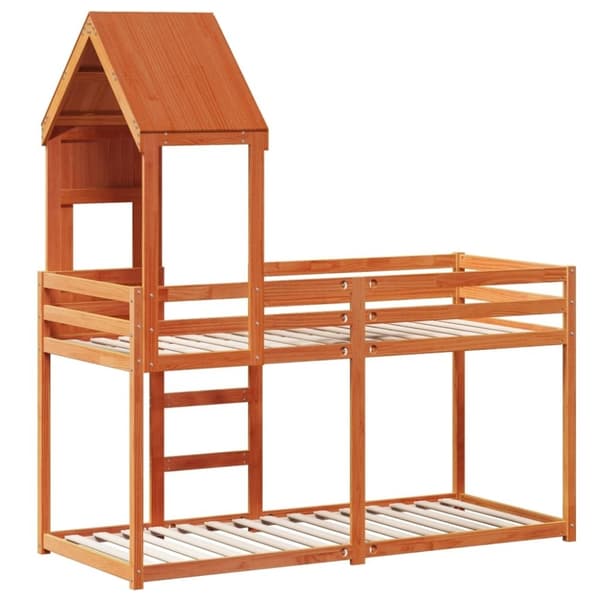 vidaXL Kerrossänky katolla vahanruskea 75x190 cm täysi mänty
