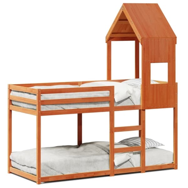 vidaXL Kerrossänky katolla vahanruskea 75x190 cm täysi mänty