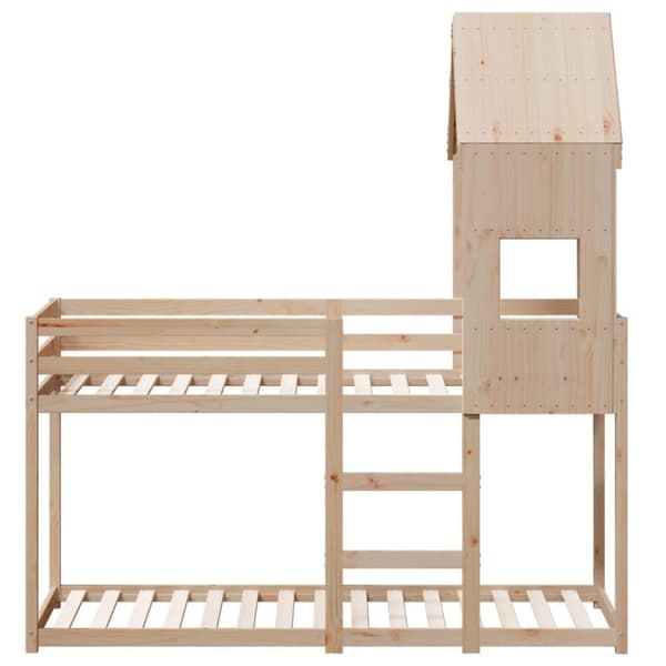 vidaXL køjeseng med tag 90x190 cm massivt fyrretræ hvid