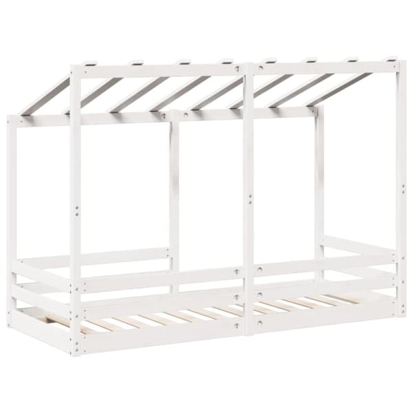 vidaXL Barneseng med tak hvit 90x190 cm heltre furu