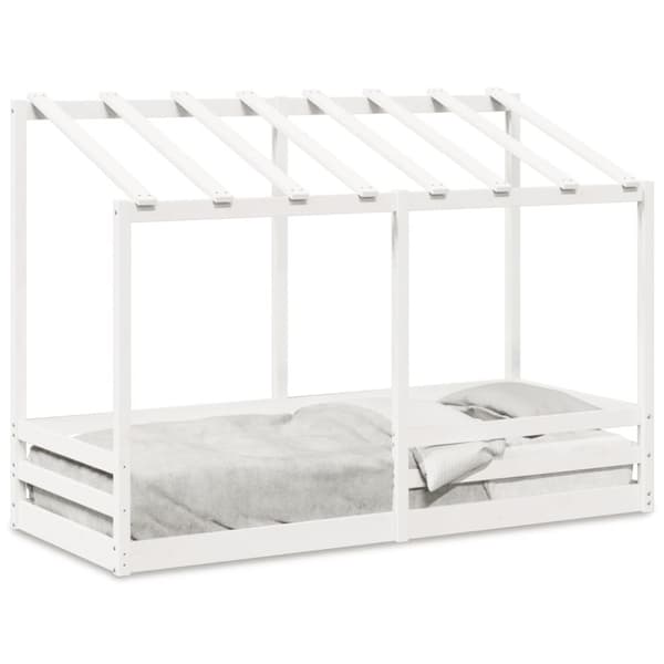 vidaXL Barneseng med tak hvit 90x190 cm heltre furu