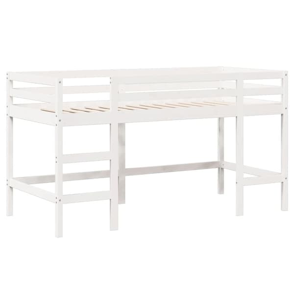 vidaXL højseng med stige og tag 90x190 cm massivt fyrretræ hvid