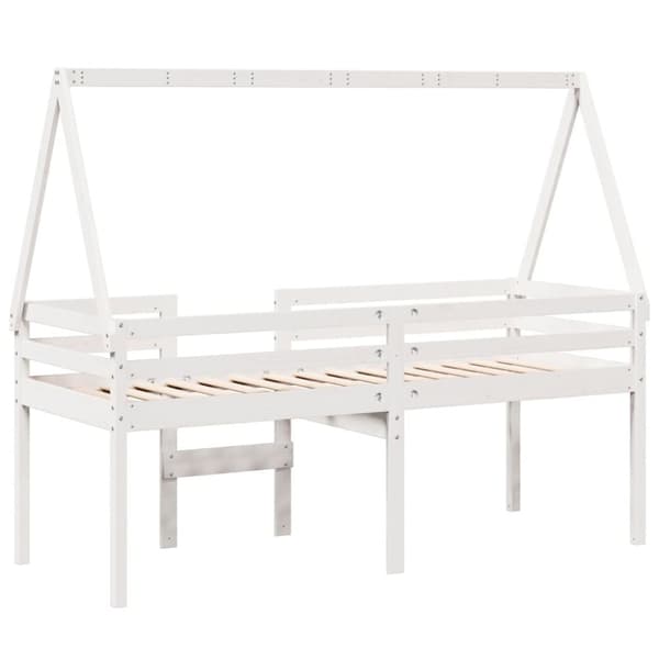 vidaXL Høyseng med tak hvit 80x200 cm heltre furu