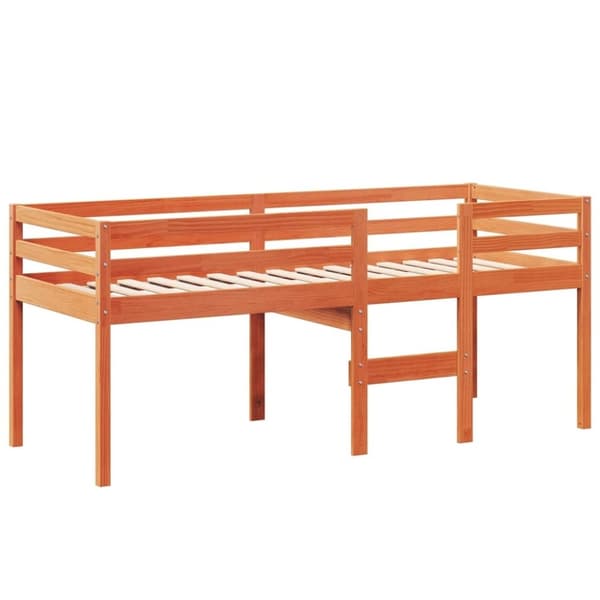vidaXL Korotettu sänky katoksella vahanruskea 90x200 cm täysi mänty
