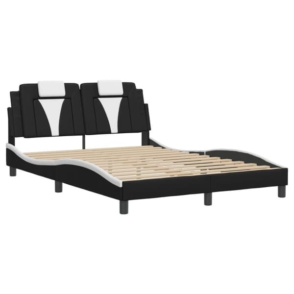 vidaXL sengeramme med sengegavl 140x200 cm kunstlæder sort og hvid