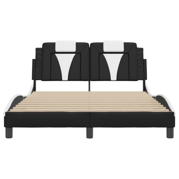 vidaXL sengeramme med sengegavl 140x200 cm kunstlæder sort og hvid