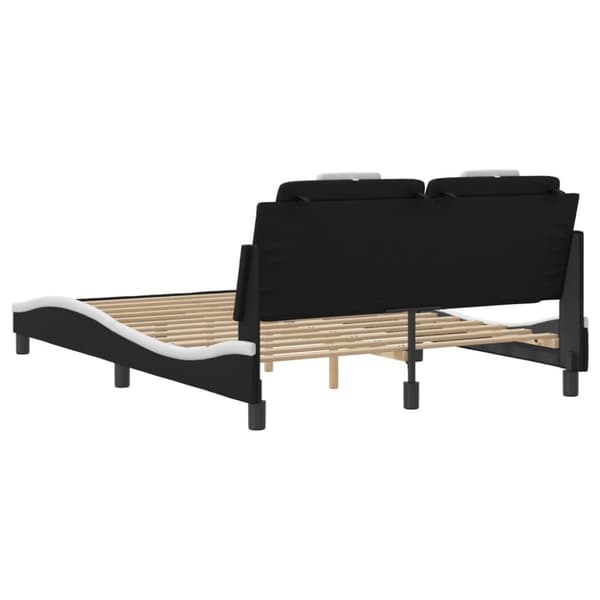 vidaXL sengeramme med sengegavl 140x200 cm kunstlæder sort og hvid
