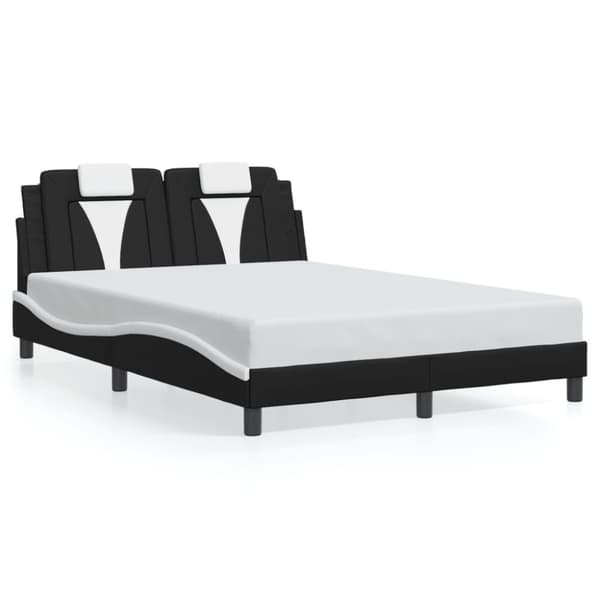 vidaXL sengeramme med sengegavl 140x200 cm kunstlæder sort og hvid