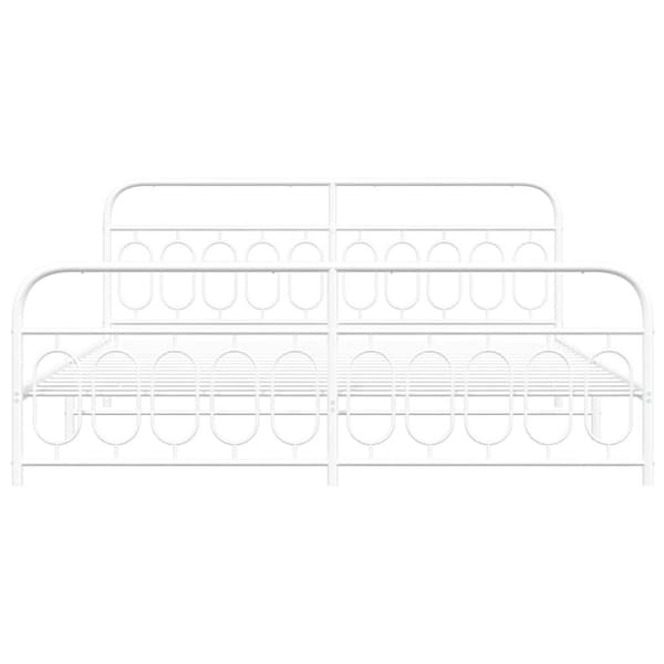 vidaXL sengeramme med sengegavl og fodgærde 200x200 cm metal hvid