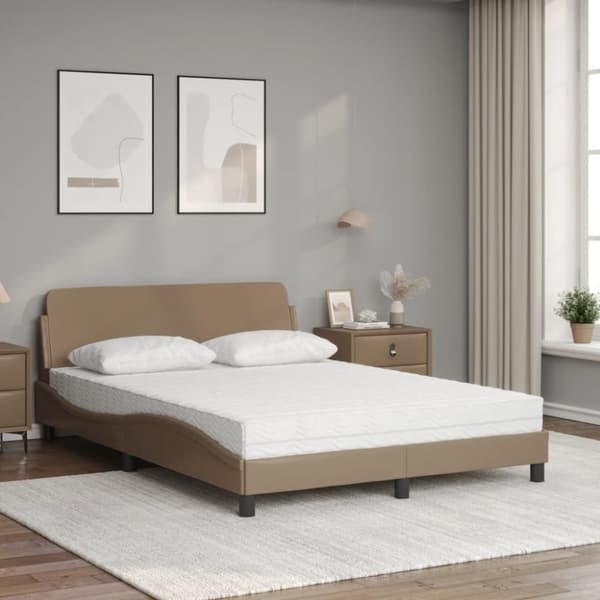 vidaXL seng 140x200 cm kunstlæder cappuccinofarvet