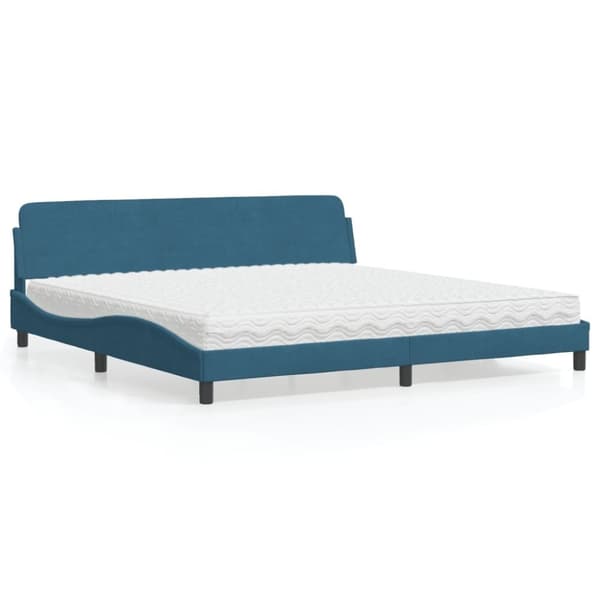 vidaXL seng med madras 200x200 cm velour blå