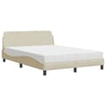 Miniatyrbillede 2 af 9: vidaXL Seng med madras 140x200 cm stof cremefarvet