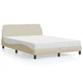 Miniatyrbillede 1 af 9: vidaXL Seng med madras 140x200 cm stof cremefarvet