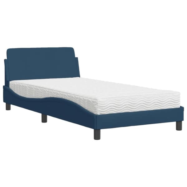 vidaXL Säng med madrass blå 100x200 cm tyg