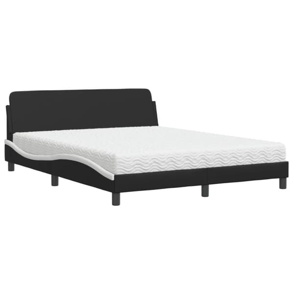 vidaXL seng med madras 160x200 cm kunstlæder sort og hvid