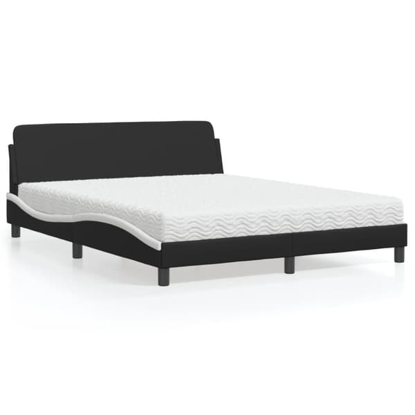 vidaXL seng med madras 160x200 cm kunstlæder sort og hvid