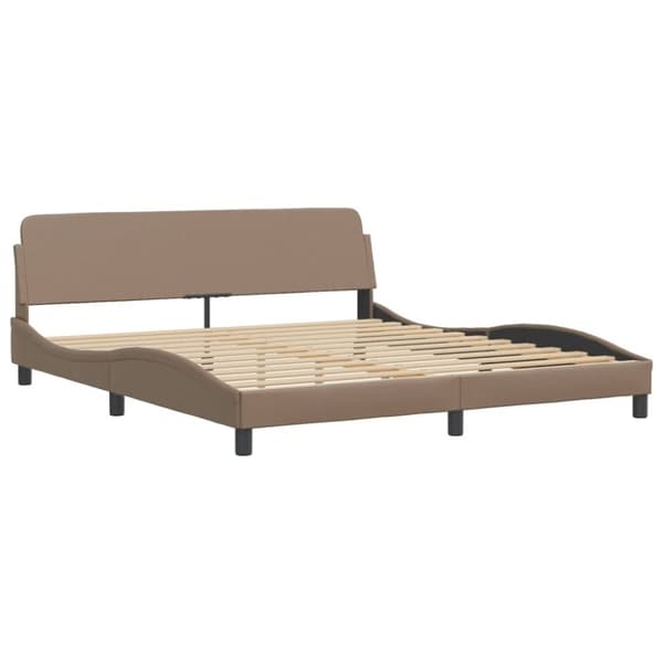 vidaXL seng med madras 180x200 cm kunstlæder cappuccinofarvet