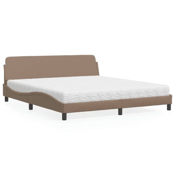 vidaXL seng med madras 180x200 cm kunstlæder cappuccinofarvet