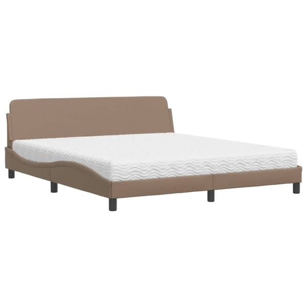 vidaXL seng med madras 180x200 cm kunstlæder cappuccinofarvet