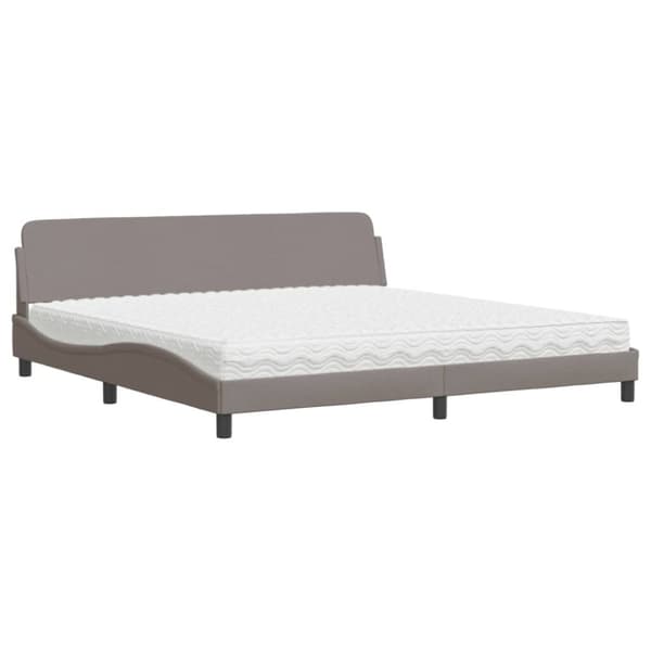 vidaXL seng med madras 200x200 cm stof gråbrun