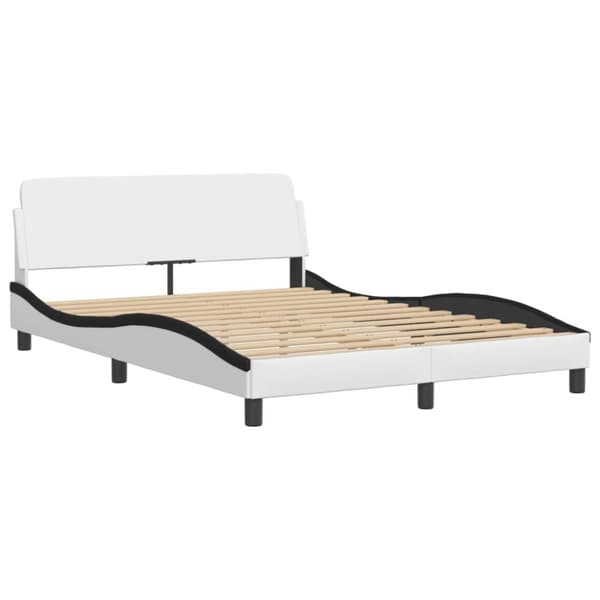 vidaXL Säng med madrass vit och svart 140x200 cm konstläder