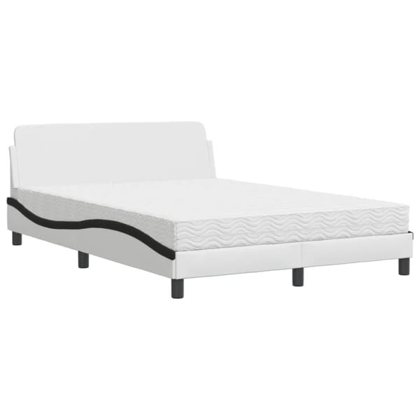 vidaXL Säng med madrass vit och svart 140x200 cm konstläder