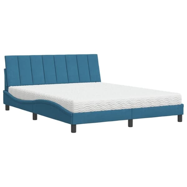 vidaXL seng med madras 160x200 cm velour blå