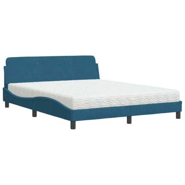 vidaXL seng med madras 160x200 cm velour blå