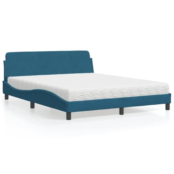 vidaXL seng med madras 160x200 cm velour blå