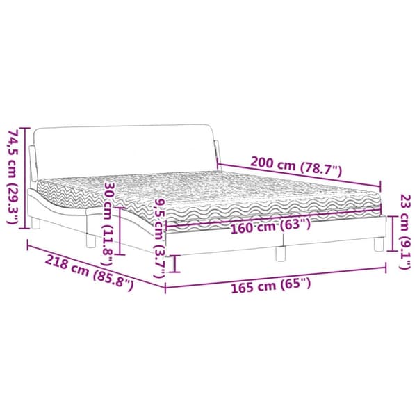 vidaXL Säng med madrass grå 160x200 cm konstläder
