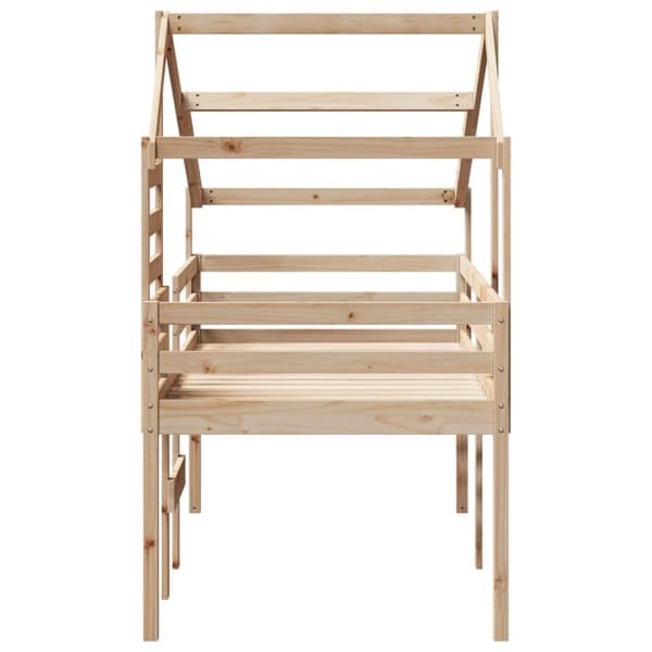 vidaXL Hög säng med tak 90x190 cm massiv furu