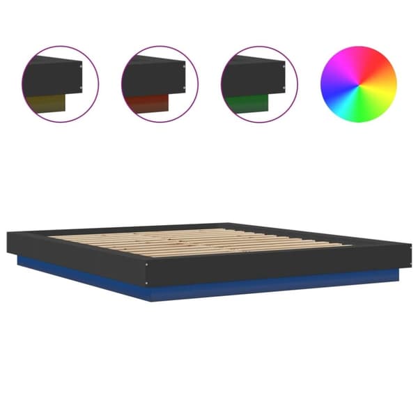 vidaXL Sengeramme med LED-lys svart 160x200 cm konstruert tre