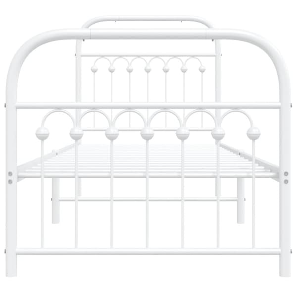 vidaXL sengeramme med sengegavl og fodgærde 75x190 cm metal hvid