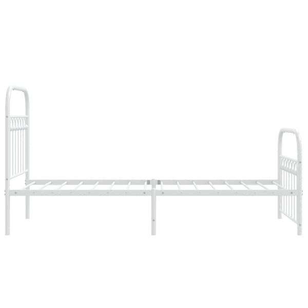 vidaXL sengeramme med sengegavl og fodgærde 75x190 cm metal hvid